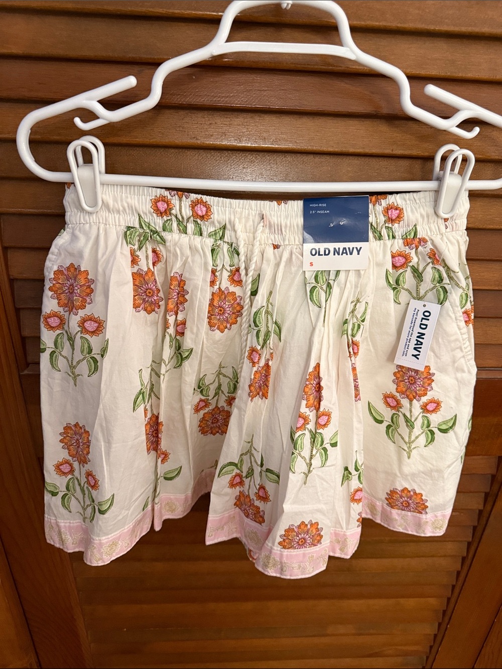 Old Navy White Skort with Orange Floral Print and Green Leaves